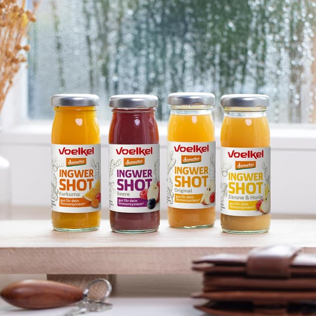 Detalle 1 de Voelkel Bio Ingwer Shot Original mit Vitamin C – Demeter-Qualität im 16er-Pack