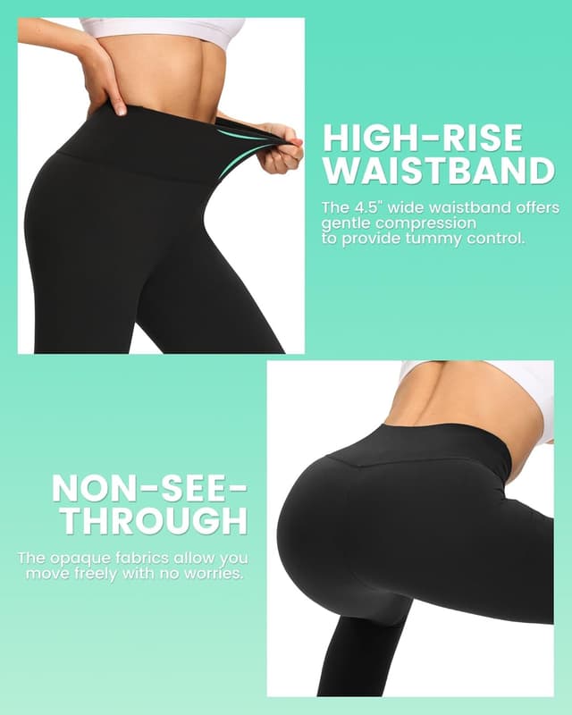Detalle 2 de TNNZEET 3-Pack High-Waisted Tummy Control Leggings for Women (Black) with Pockets