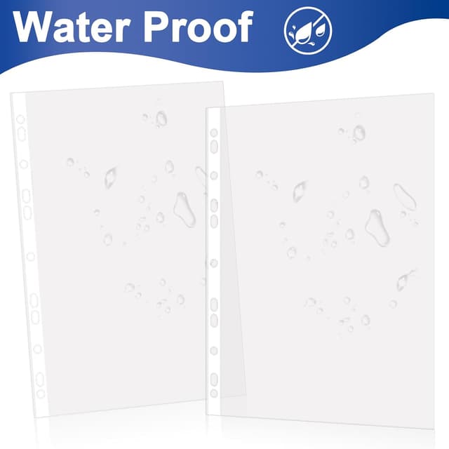 Detalle 2 de Reaeonat Punched Pockets A4 Clear Plastic Wallets (100 Pack) – 90 Micron Extra Strong Top Loading