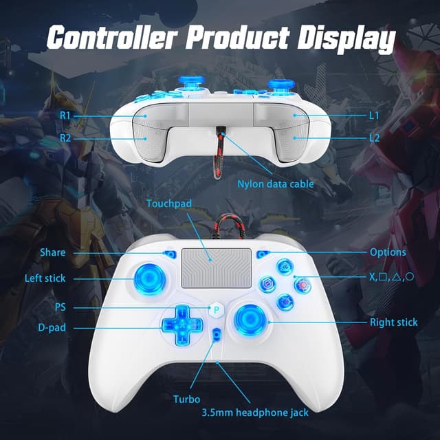 Thumbnail 6 de GGiking RGB Wired Controller for PS5, PS4 & PC with Turbo & Macro, Dual Motor Rumble, 3.5mm Audio