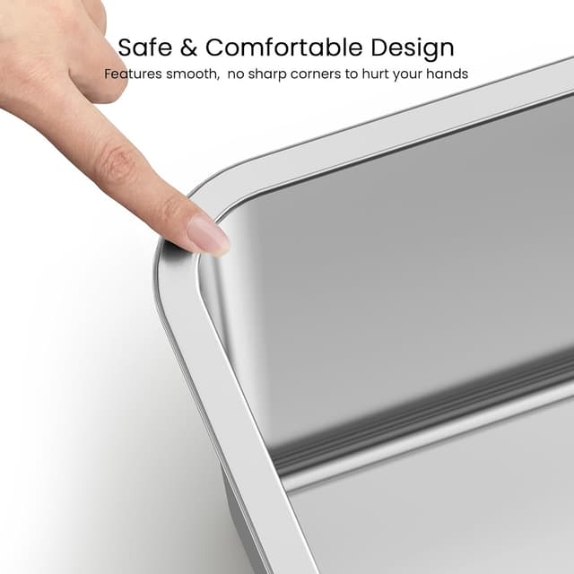 Detalle de PTLOM stainless steel low entry cat litter tray, rustproof non-stick pan (50 x 35 x 15cm) for senior cats & multi-cat homes