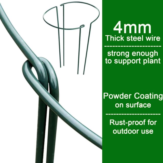 Detalle de VLYHGO 6PCS Half-Round Plant Supports (44x20cm) for Tomatoes, Roses & Flowers