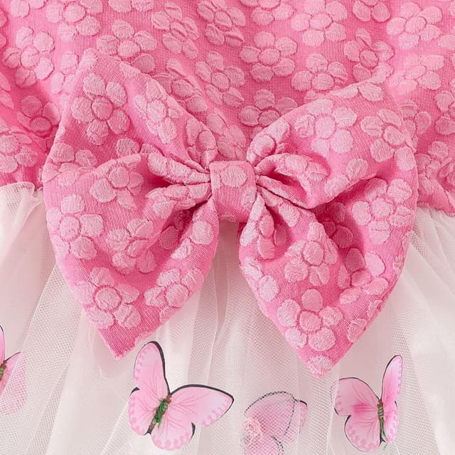 Detalle de OMEWEE 3-piece girls fall outfit set – floral cardigan dress with butterfly print and headband