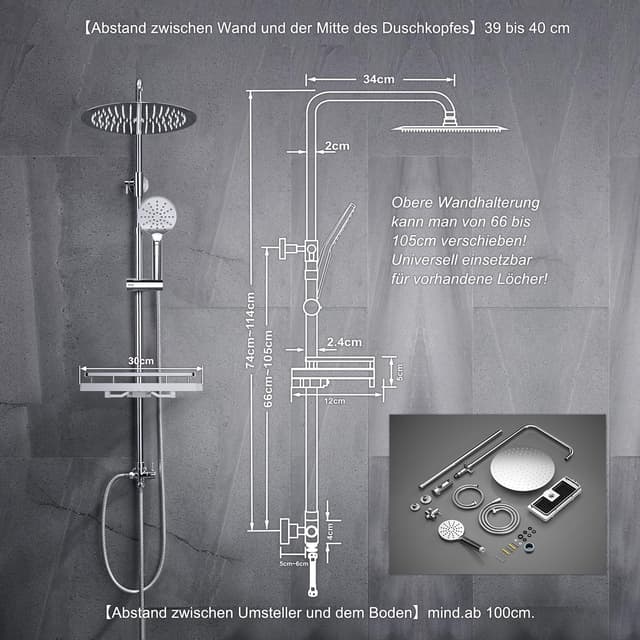 Detalle 2 de Columna de Ducha ajustable D30cm