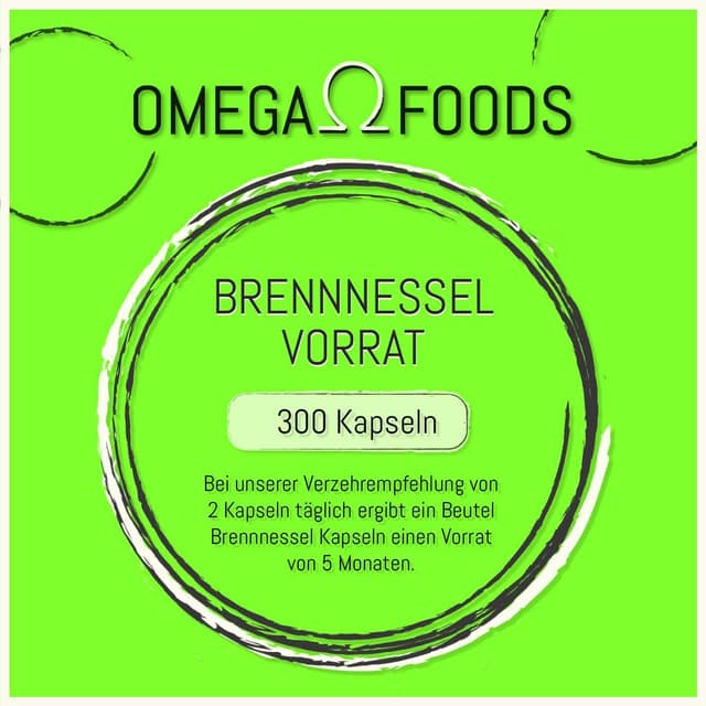Detalle de Brennnessel Kapseln (Brennnessel Extrakt) – 300 Kapseln mit 450 mg pro Kapsel, vegan