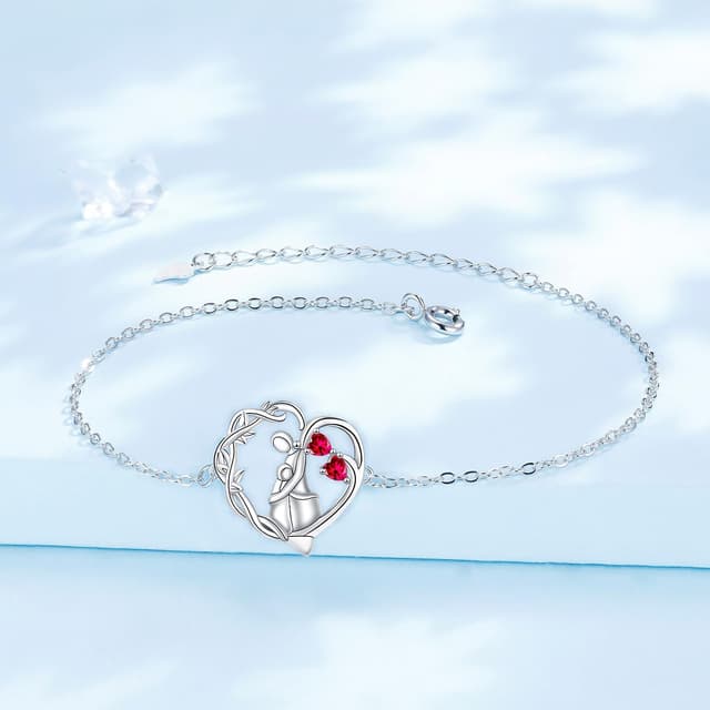 Detalle de Bracelet femme Yinsen en argent sterling 925, réglable avec pendentif cœur