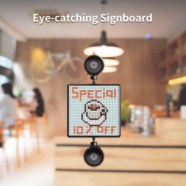 Detalle 1 de Divoom Pixoo-Max digitaler Bilderrahmen 32 x 32 (Pixel Art LED Display) mit Bluetooth – Schwarz