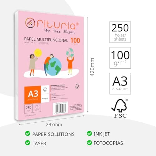 Detalle 2 de Ofituria Paquete folios A3 250 hojas, 100 g/m² 📄