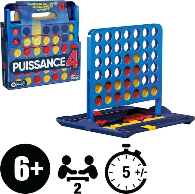 Detalle 2 de Puissance 4 édition 2025 Hasbro Games – mallette de transport tout-en-un avec compteurs de points (dès 6 ans, 2 joueurs)
