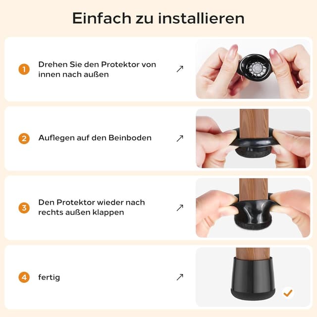 Thumbnail 6 de yomanta Stuhlbeinkappen 24 Stück 15-20 mm