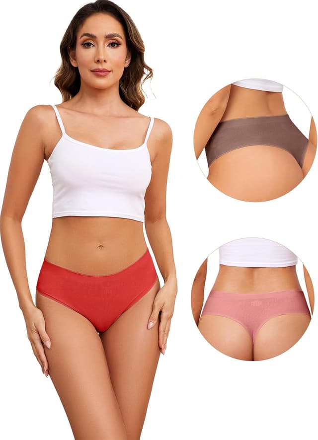 Detalle 2 de VOENXE Seamless High-Waisted Thongs (No VPL) – 5-Pack