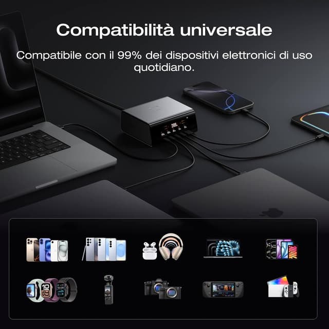 Detalle de EF ECOFLOW Caricabatterie da tavolo EcoFlow RAPID Pro 320 W, 5 porte + power bank, GaN