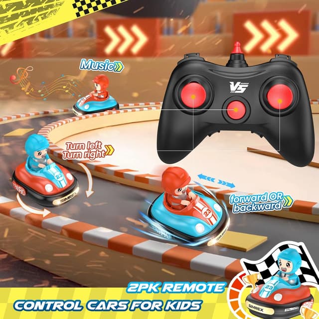 Detalle de SIMREX Remote Control Bumper Car for Kids (RC Battle Car Set of 2)