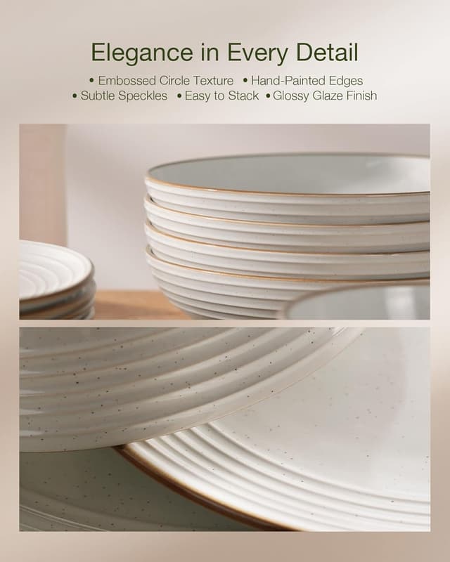 Detalle 2 de Famiware Jupiter 18-Piece Stoneware Dinnerware Set (Service for 6) in White