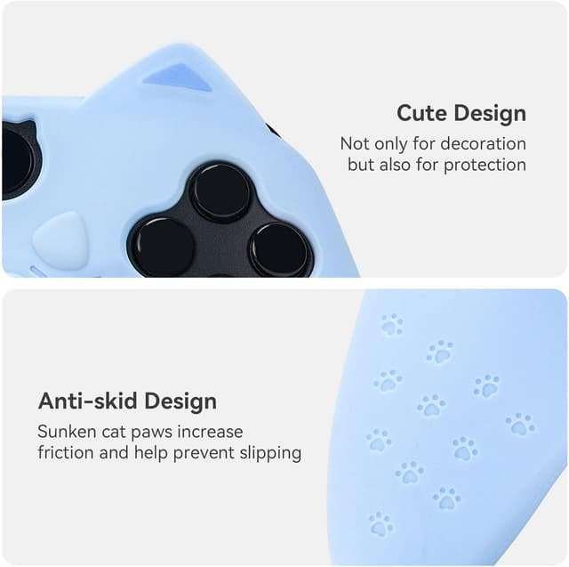 Detalle 2 de GeekShare Cat Paw Controller Skin mit rutschfester Silikonhülle für Xbox One S/X-Controller (blau)