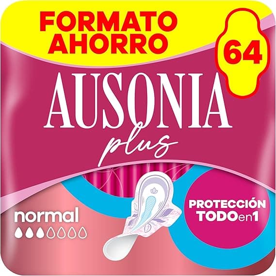 Imagen de Ausonia Plus Normal, 64 Compresas con Alas, Protección Total 🌟 en OfertitasTOP