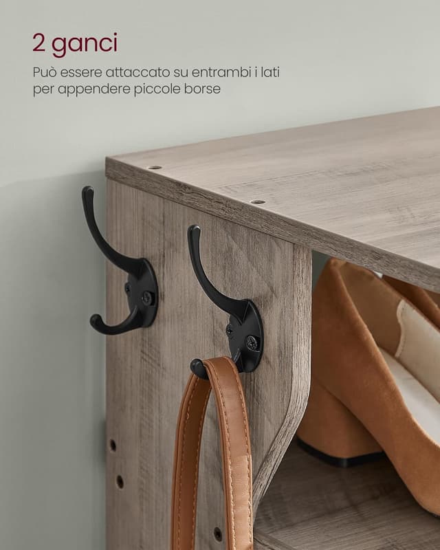 Detalle 2 de VASAGLE LBS200L01 scarpiera stretta a 7 livelli per ingresso e corridoio, greige melange