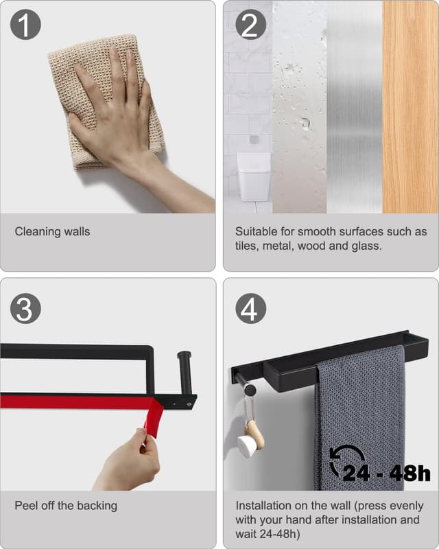 Thumbnail 5 de LIVEHITOP Handtuchhalter Schwarz 43,5 cm