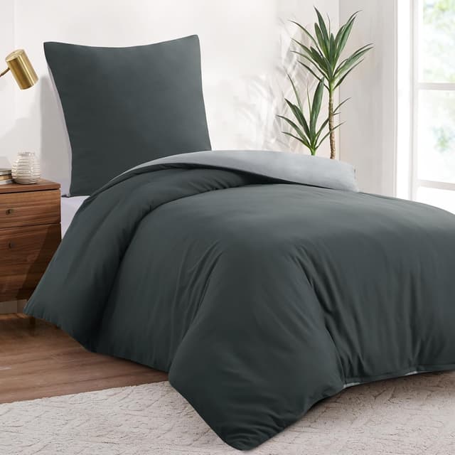 Detalle 2 de Aisbo Bettwäsche 155x220 2teilig Anthrazit Grau