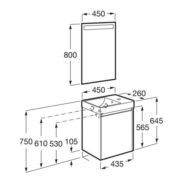 Thumbnail 1 de Roca Ona mueble baño LED 1 puerta 1 unidad