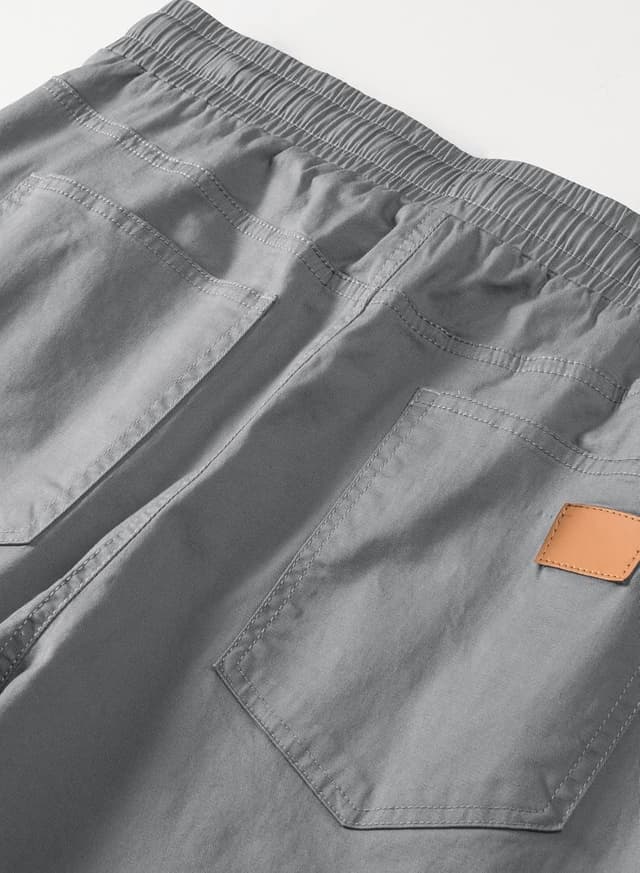 Detalle de JMIERR Herren Chino Cargo Jogginghose aus Baumwolle mit elastischem Bund und Kordelzug