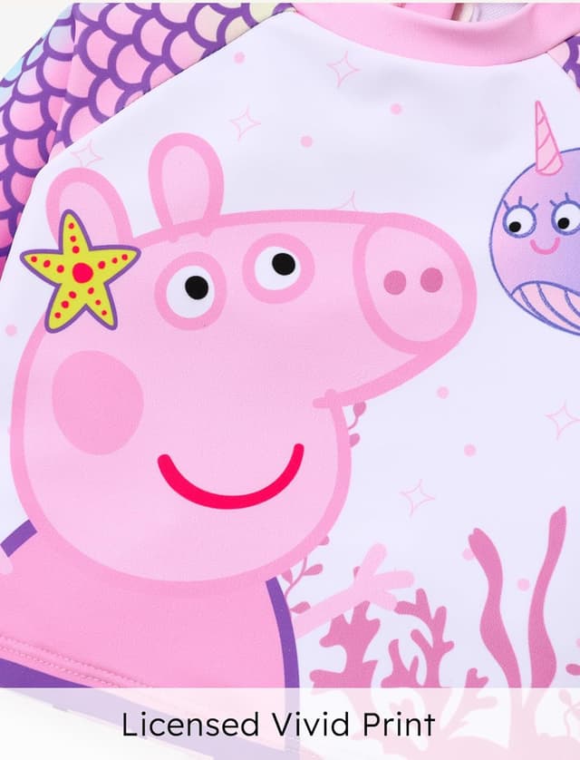 Detalle de Peppa Pig maillot de bain 2 pièces fille (tankini manches longues) imprimé sirène, 2 à 6 ans