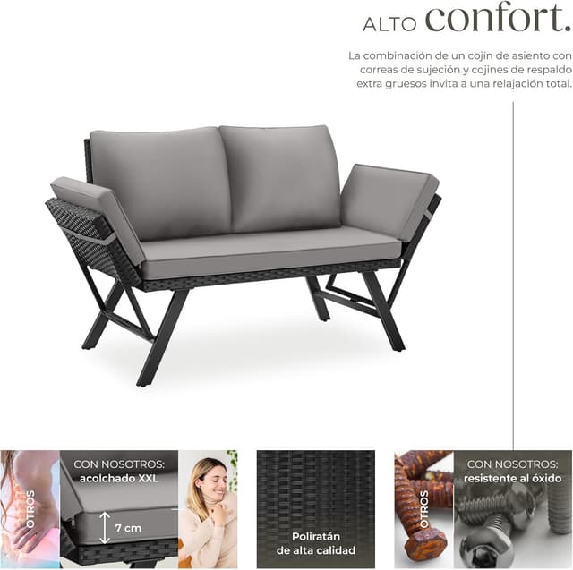 Thumbnail 4 de TecTake Sofa Exterior 2 en 1 poliratán