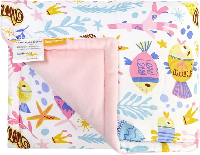 Thumbnail 6 de ComfortAce Sydney baby blanket (100% cotton, animal print) – Candy Blue, 100 x 130cm