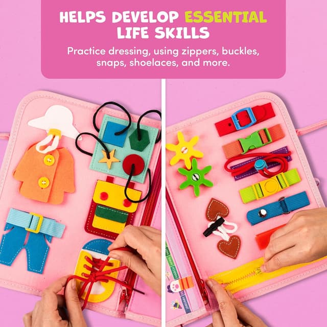 Detalle 2 de Clever Fox Play Busy Book for Toddlers (Ages 1–3) Montessori Felt Activity Board