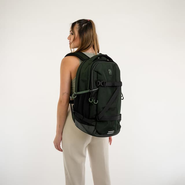 Detalle de AUDETIC Zaino Scuola Ragazze Verde Oliva “COSMO” in PET riciclato, 29 litri, idrorepellente