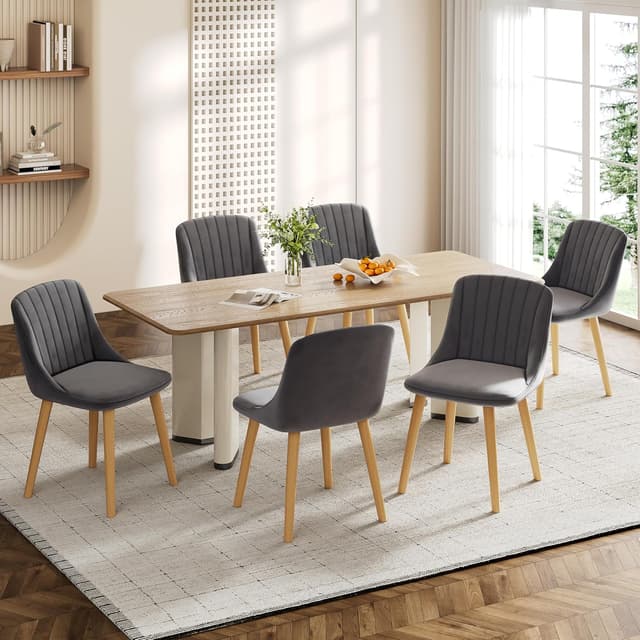 Detalle 2 de Goeurvant Sedie Sala da Pranzo in Velluto Grigio Scuro (Set da 4) – Imbottite moderne per cucina e soggiorno