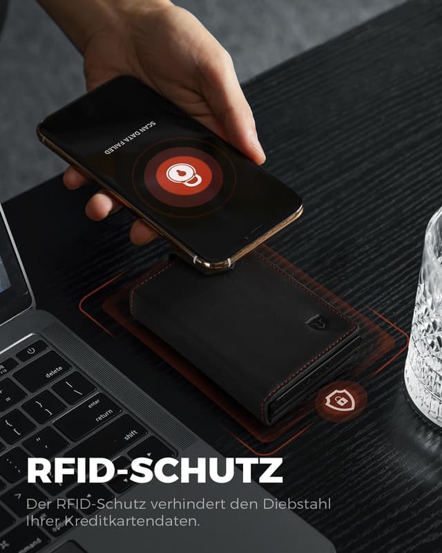Detalle 2 de LORZOR Kartenetui Herren mit magnetischem Verschluss & RFID-Schutz (Slim Wallet mit Münzfach)