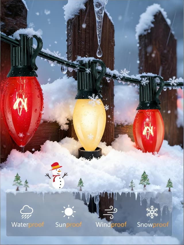 Thumbnail 3 de C9 Red and White Christmas String Lights 26 Red Frosted Bulbs 🎄