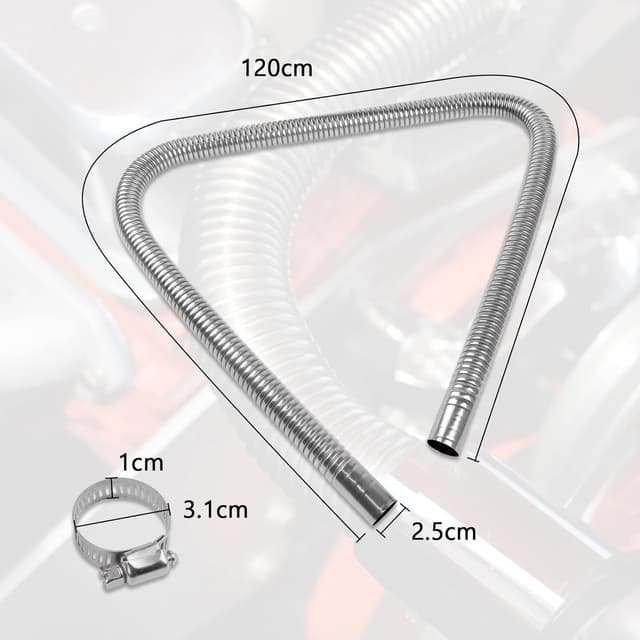 Detalle de Abgasschlauch für Stromerzeuger, 120 cm – JatilEr Abgasschlauch aus Edelstahl inkl. zwei Edelstahlklammern