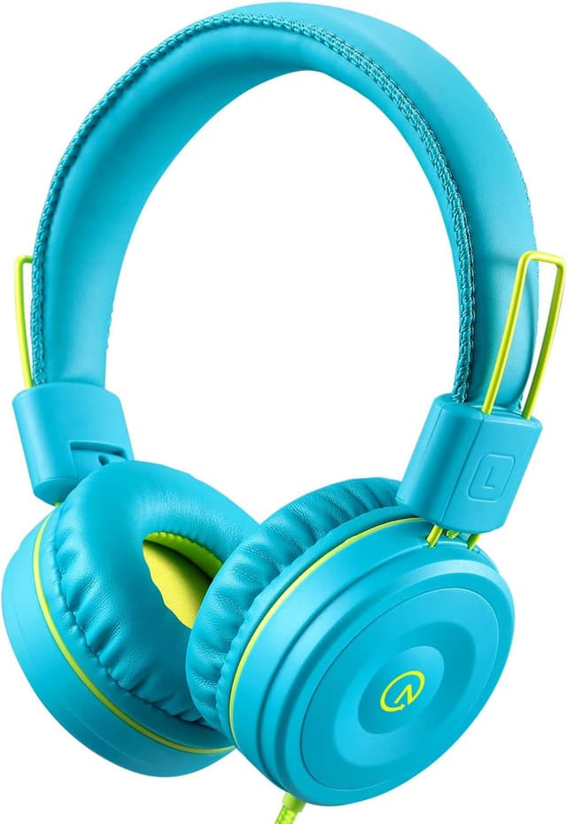 Detalle de noot products Kids Headphones K22 Foldable Wired Stereo (3.5mm) — Teal/Lime, 5ft Tangle-Free Cord