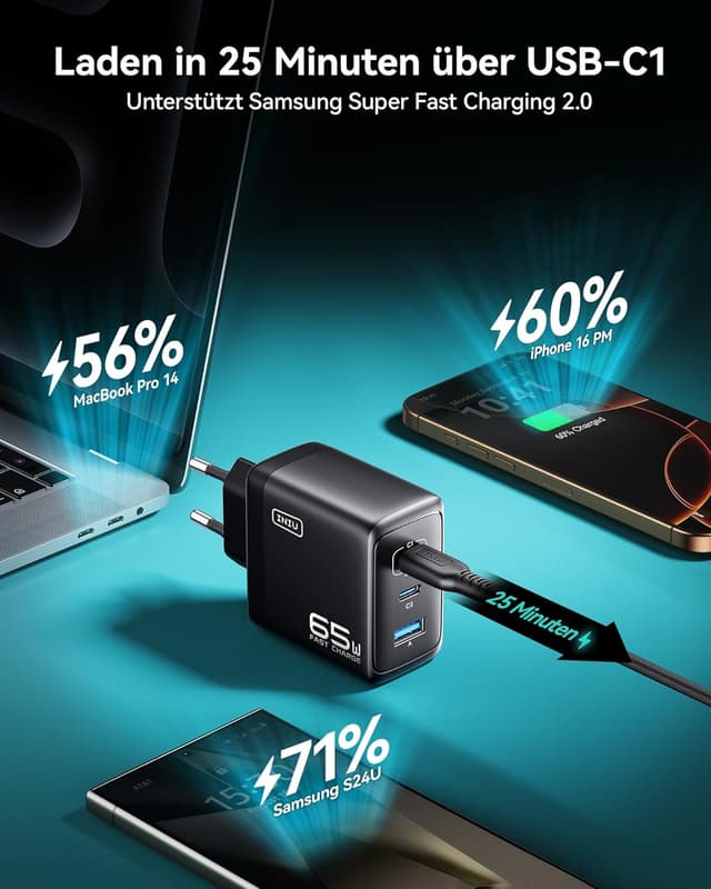 Thumbnail 2 de INIU 65W USB C Ladegerät – 3‑in‑1 Schnellladegerät