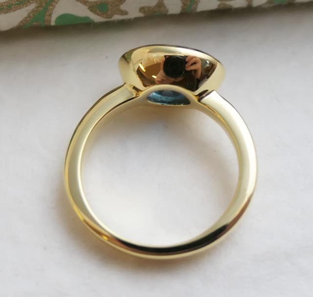 Detalle de Sophia Rose Jewellery Oval London Blautopas 8x10 mm vergoldeter 925-Silberring (US 8, Ø 18,2)