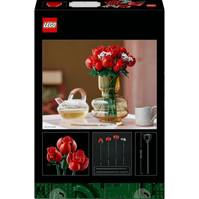 Detalle de Lego Icons Ramo de Rosas — set floral 💐