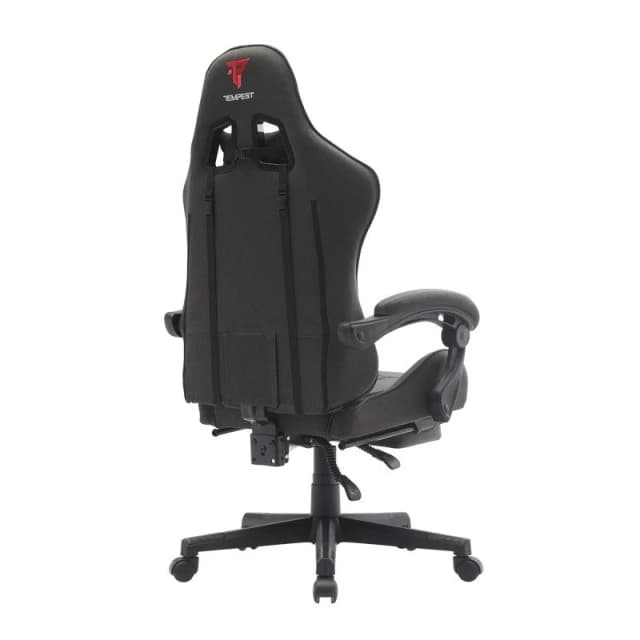 Detalle 2 de tempest Tempest Shake silla gaming con masaje lumbar, reposapiés extensible y respaldo reclinable 135º (negra, tela transpirable)