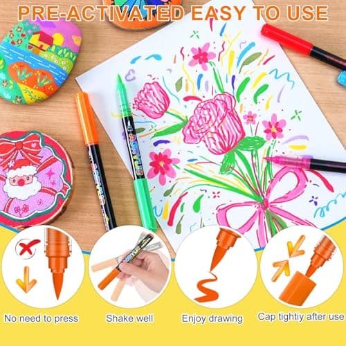 Detalle de Lyuvie set de rotuladores acrílicos con pincel a base de agua (48 colores)