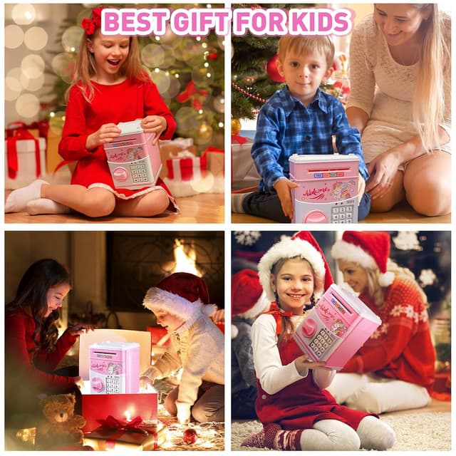 Thumbnail 6 de JUNEU Unicorn Electronic Piggy Bank for Kids (Music, Money Rolling, Password Protection)