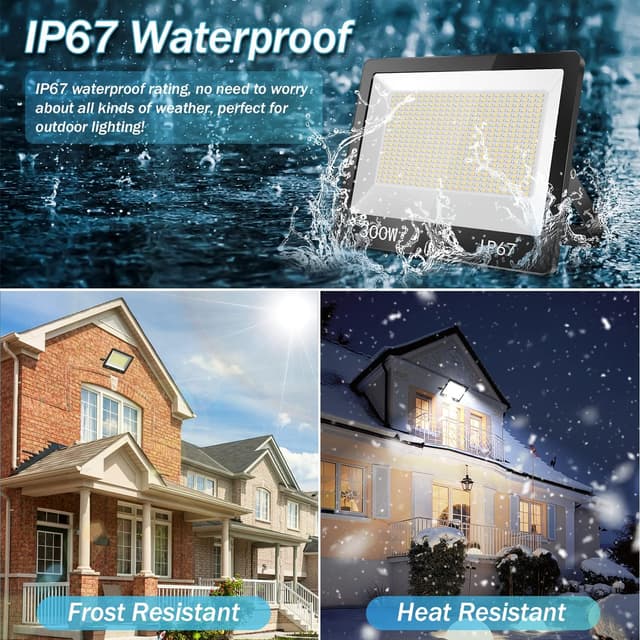 Detalle de TASINUO 300W LED Außenstrahler (IP67) – 30.000 lm, 7.000 K kaltweiß