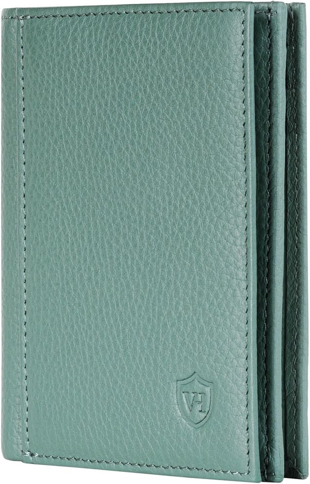 Detalle de VON HEESEN Leder-Geldbörse mit XL-Münzfach & RFID-Schutz in Türkis