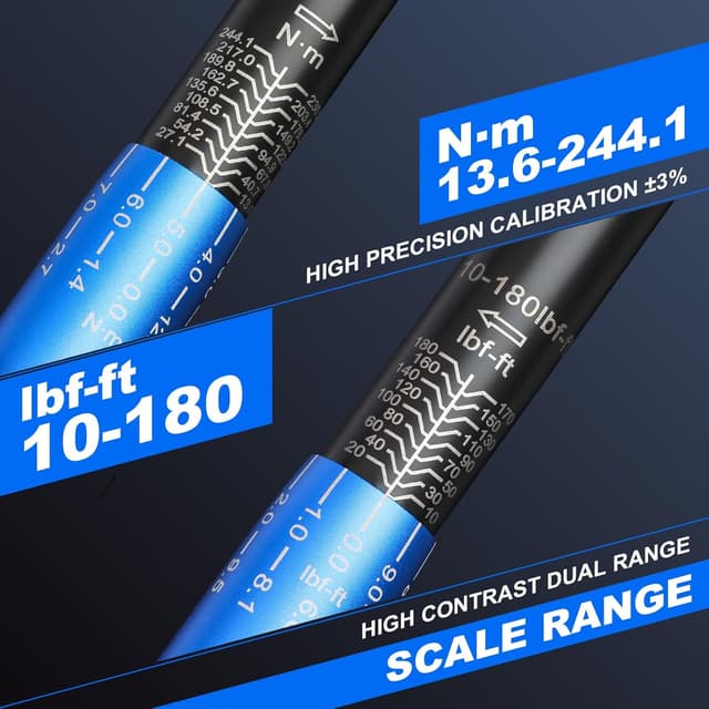 Detalle 2 de INGJER Upgrade Torque Wrench Auto 1/2" Drive Click Wrench (10–180 ft.lb) with 72-tooth Ratchet