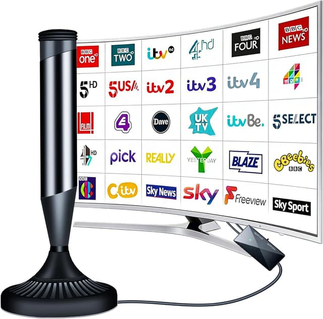Detalle de CSUXYD TV Aerial Indoor (Freeview) with 360° Reception & Magnetic Base for Smart TVs