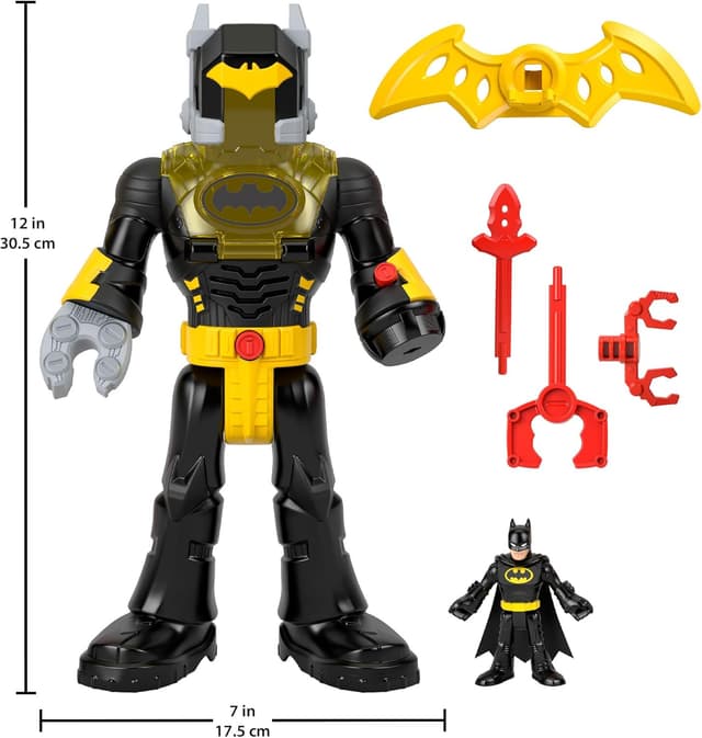 Detalle 2 de Imaginext DC Super Friends Batman Insider e Bat Bot: robot da 30,5 cm con luci, suoni e accessori (HYG31)