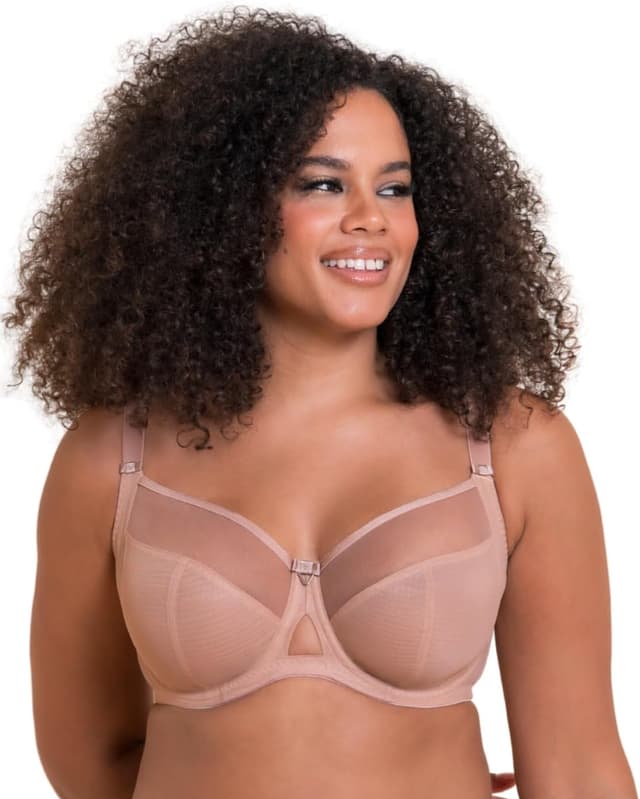 Detalle de Curvy Kate Victory balcony side support bra (underwired) – black, cup size D–J