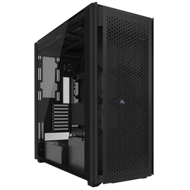 Detalle de Corsair iCUE LINK 9000D RGB Airflow Full Tower ATX con USB-C y cristal templado negro