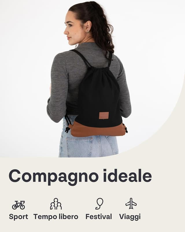 Thumbnail 6 de Johnny Urban Zaino con cordoncino Luke in cotone idrorepellente: borsa sportiva per festival e palestra