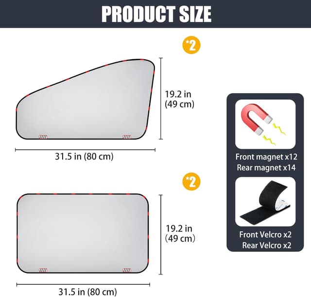 Thumbnail 1 de XCBYT Parasol Lateral Magnético 4 unidades